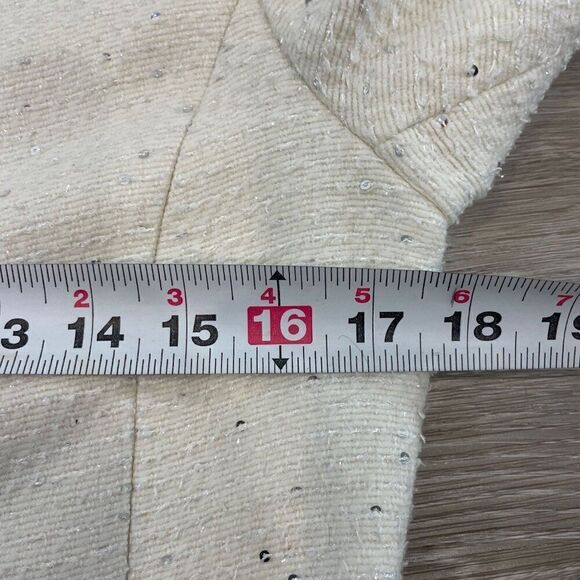 Cream White Sequinses Pearl Beaded Dress Coat - Picture 13 of 15